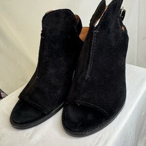 Black Suede Ankle Boots with Side Zipper